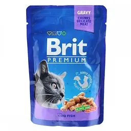 Вологий корм для котів Brit Premium Cat Cod Fish pouch 100 г (тріска)