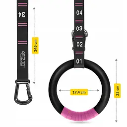 Гімнастичні кільця 4FIZJO з ABS пластику, регульовані Black/Pink (P-5905973406116) - мініатюра 10