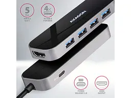 USB-хаб AXAGON USB-C 6 in1 0.2м (HMC-6H4A) - мініатюра 2