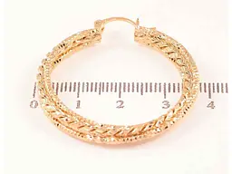 Сережки Xuping Позолота 18K кільця конго "Декоративний візерунок" ø 3.5см 270615 - мініатюра 2