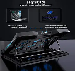 Охолоджувальна підставка для ноутбука 15.6 дюйма ColorWay Cooling Laptop CL-Q3 6xfans - мініатюра 9
