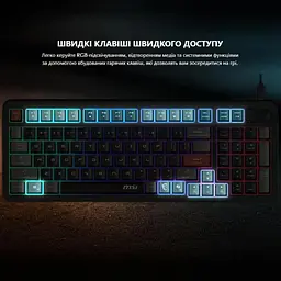 Клавіатура мембранна FORGE GK110 UA 98key, USB-A, EN/UKR/RU, LED, чорний MSI teh0013900 - мініатюра 5