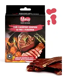 Ласощі для собак Стейк з мармурової яловичини з розмарином на грилі Mavsy - Snow beef fish chip with rosmarinus officinalis, 100g/Mavsy, 100г.