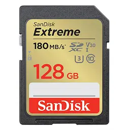 Карта памяти Sandisk 128GB SD C10 UHS-I U3 R180/W90MB/s Extreme V30 (SDSDXVA-128G-GNCIN)