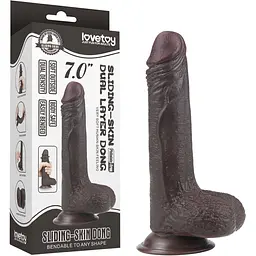 Фалоімітатор із присоскою LoveToy Sliding-Skin Dildo 7 17.5 см коричневий