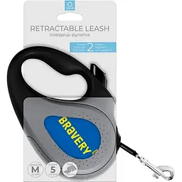 Повідець-рулетка для собак Waudog R-leash Сміливість, світловідбиваючий, M, до 25 кг, 5 м, чорний - мініатюра 3