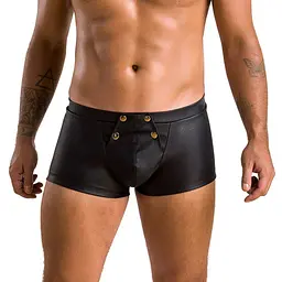Чоловічі шкіряні боксери з клапаном Passion 050 SHORT PATRICK S/M Black - мініатюра 1