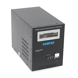 Стабилизатор напряжения Conter HIBRID 20000 VA-V2/15000W однофазный, сервопривод, напольного монтажа, LED дисплей, диапазон130-260V, AC230±3%, клемная колодка, 220x335x230mm, 19.1kg