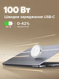 Висувний кабель UGREEN L531 USB-C - USB-C PD 100 Вт 1 м білий (95673) - мініатюра 9