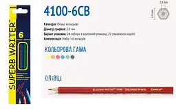 Олівці 6 кольорів шестигранні Superb Writer Marco 4100-6 (24/480)