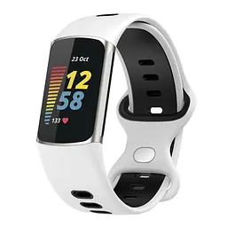 Силіконовий ремінець Primolux Sport для фітнес браслета Fitbit Charge 5/Charge 6 White Black/розмір М - мініатюра 3