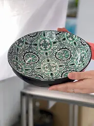 Салатник чорно-зелений 1800 мл Тригір'я 25.5x7.5 см