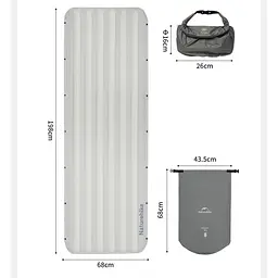 Матрац туристичний надувний одномісний Naturehike CNK2450WS034, 198х68х9.5 см, коричневий, для кемпінгу із мішком для надування - мініатюра 3
