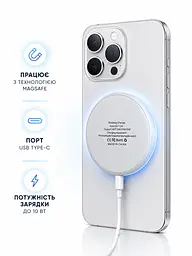 Бездротовий зарядний пристрій XON AirCharge MagSafe M1 (USB Type-C) для смартфонов (10W) White (AM2CW 319) - мініатюра 4