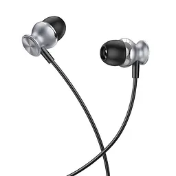Дротові навушники Hoco M106 Fountain metal універсальні earphones with microphone, 3.5mm, 1.2m, grey - мініатюра 3