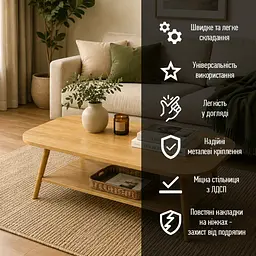 Столик журнальний кавовий овальний з полицею SW-00003363 120x60x41.5 см Wood Brown - мініатюра 7
