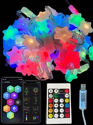 Гірлянда Sun Lamp Розумна світлодіодна музична 33LED 5 метром великі Зірочки Multi USB - мініатюра 2