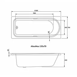 Ванна акрилова Volle Altea Neo 150x70 1228.001570 Білий - мініатюра 2