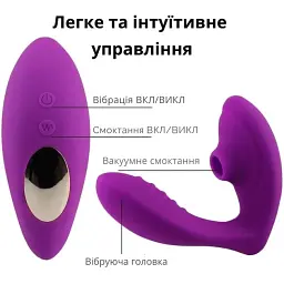 Вібратор з вакуумною стимуляцією I’MCUM DoubleLick Pro Фіолетовий (IM-KCD210-purple) - мініатюра 6