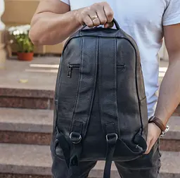 Шкіряний чоловічий рюкзак для ноутбука та поїздок чорний Tiding Bag D3-93438 - мініатюра 8