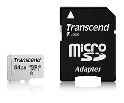 Transcend Карта пам'яті microSD 64GB C10 UHS-I R100/W20MB/s + SD