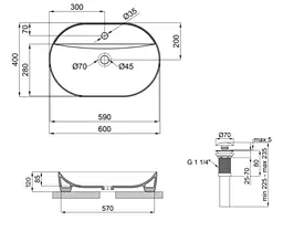 Комплект Qtap Scorpio: Раковина накладна овальна 600х400х120 мм White + Донний клапан PU02 (QT14112203WN47315) - мініатюра 7