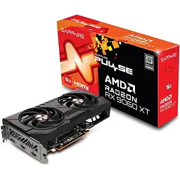 Відеокарта Radeon RX 9060 XT, Sapphire, PULSE, 16Gb GDDR6, 128-bit, HDMI/2xDP, 3290/20000 MHz, 8-pin (11350-03-20G)
