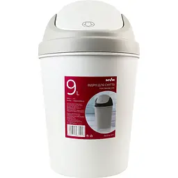 Відро для сміття MBM My Home з кришкою 9 л сіре (BIN-10 9L GRAY)
