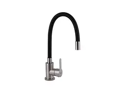 Змішувач Brinex на мийку чорний Pure 015F3 (k35) з гнучким виливом BRIPUR015F3NKB