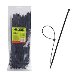 Стяжка Alloid 4.8х250мм, пластик, 100шт./уп., чорний (PC-48250B)