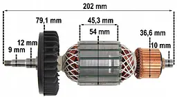 Ротор електродвигуна Makita GA9020, GA9020S, GA9020R, GA7020, GA7020S, GA7020R (517793-7) - мініатюра 4