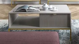Стіл журнальний Perfect Home Нова / Nova з 2 шухлядами та золотими ніжками L104 Сірий (PFH-091252)