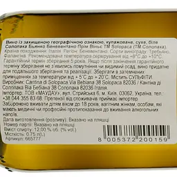 Вино Solopaca Bianco Beneventano IGP Prime Vigne біле сухе 0.75 л - мініатюра 3