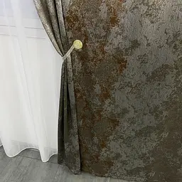 Жакардові мармурові штори сіро-бронзового кольору 2шт. 150х270 з білим шифоновим тюлем 400х270, на т ALBO pbe0052754 - мініатюра 9