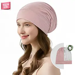 Шапочка з підкладкою MaryuPHair з натурального шовку (рожевий)