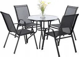 Комплект садових меблів GardenLine Verona-4 Black круглий стіл - мініатюра 4