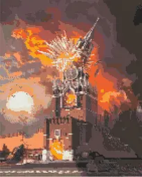Алмазна мозаїка/вишивка Палаючий кремль 40*50 см Орігамі OD 3215
