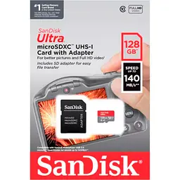 Карта пам'яті SanDisk microSDXC 128GB UHS-I U1 Class 10 V30 A1 Ultra + SD adapter (SDSQUAB-128G-GN6IA) [122146] - мініатюра 9