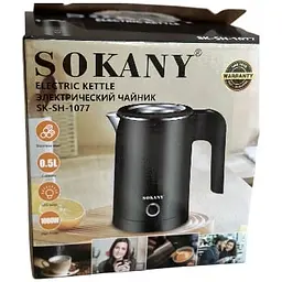 Електрочайник Sokany SK-SH-1077 міні 0.5 л 1000 Вт Чорний  - мініатюра 5