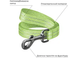 Повідець для собак WAUDOG Re-cotton світловідбивний M Ш 20 мм Д 150 см салатовий (40145) - мініатюра 3