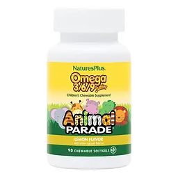 Жирні кислоти Natures Plus Animal Parade Omega 3-6-9 Junior, 90 капсул - Лимон