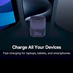 Мережевий зарядний пристрій Baseus GaN5S Fast Charger 1Type-C 30W EU P10162504523-00 Purple - мініатюра 8