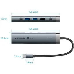 Док-станція USB3.2 Type-C - HDMI/USB 3.0x2/RJ45/PD 100W Hub 6-in-1 Vention (TGNHB) - мініатюра 9