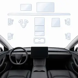 Набір Плівок захисних для салону Tesla Model 3 Highland 2023- TPH (Кансолі Дисплея Ручок)