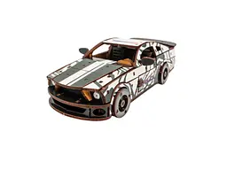 Дерев'яний 3D конструктор Muscle car GT, Puzzleоk (Puz-00639), 162 дет. (біла) - мініатюра 5