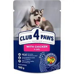Вологий корм для цуценят Club 4 Paws з куркою в желе 100 г (B5510211)