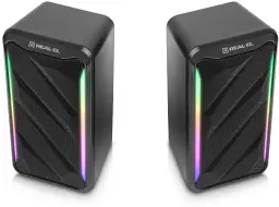 Колонки 2.0 Real-El S-130 Black, 2 x 5 Вт, USB, mini - jack 3.5 мм, RGB - підсвічування (EL121100018) - мініатюра 5