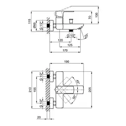 Змішувач для ванни Qtap Lipno 3023101DG (QTNH3023101DG) - мініатюра 2
