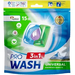 Капсули для прання Pro Wash Universal Альпійська свіжість 15 шт. (4823128002222)