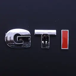 Емблема напис GTI 80 x 26 мм 1991-1997 Xром I-червона / скотч / роздільна